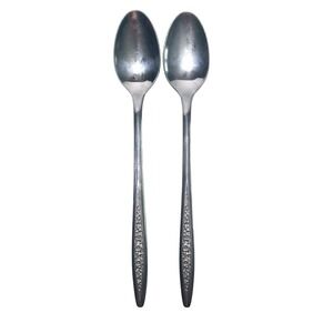 Vintage Superior Stainless USA Teaspoon Flatware Floral Rose Oval Set Of 2‎